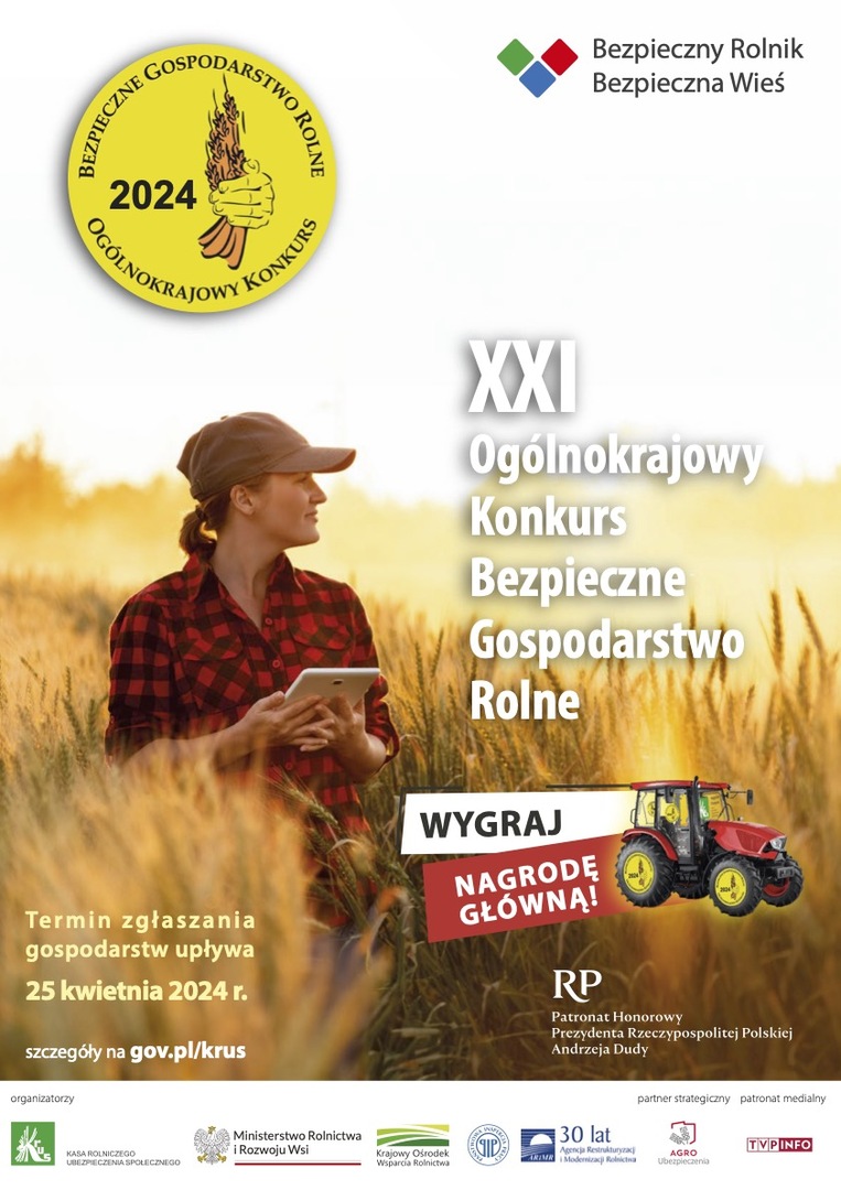 KRUS: zaproszenie do konkursu Bezpieczne Gospodarstwo Rolne 2024