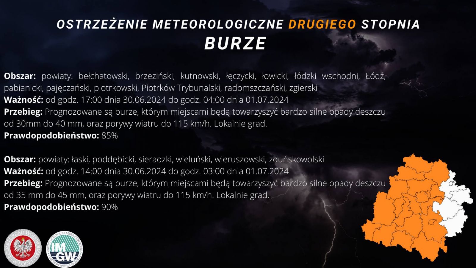 Ostrzeżenie meteorologiczne - Burza/2